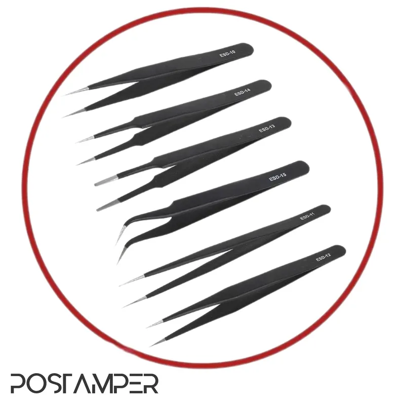 پک 6 عددی انواع مدل های پنس (سر کج،سر صاف) آنتی استاتیک gallery0