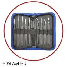 پک 9 عددی انواع مدل های پنس (سر کج،سر صاف،سر پهن و ...) آنتی استاتیک به همراه کیف نگهدارنده gallery0