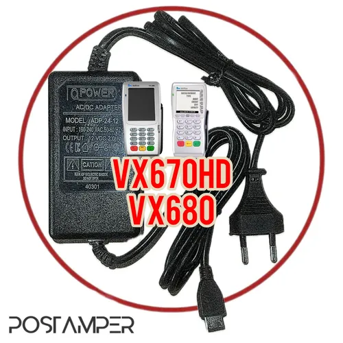 شارژر”12 ولت 2 آمپر یه تیکه کامل فابریکی اریجینال”VERIFONE 670HDMI/680